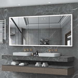 English Elm Led Medicine Cabinet With Mirror - 96"X40" Wall-Mounted, Anti-Fog, Adjustable Brightness & Colors W3735P374375