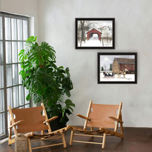 English Elm Trendy Decor 4u Billy Jacobs Winter Sleigh Two Piece Black Framed Farmhouse Wall Art B067P255215