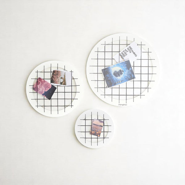 English Elm Talok Memory Board Wall Decor Set of 3 Round Grid Frames — Modern Wooden Photo Display for Home Gifts Black B029P331454