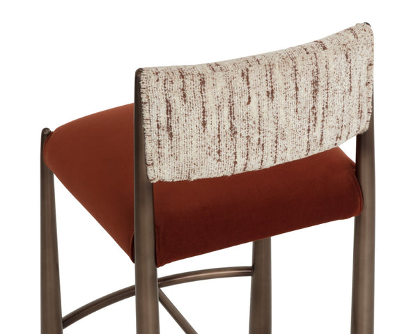 Sunpan BAYARD Counter Stool - Stylish Two-Tone Upholstery with Dark Bronze Legs for Modern Interiors 112803