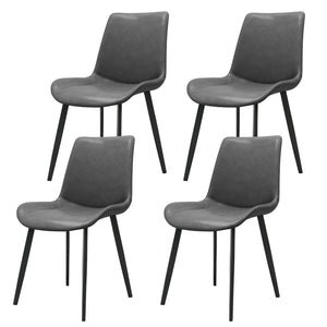 English Elm Grey PU Leather Dining Chair Set of 4 with Metal Legs — Modern Upholstered, Durable, Easy-Clean Seating for Kitchen, Restaurant, Living, Meeting Rooms T3967P384113