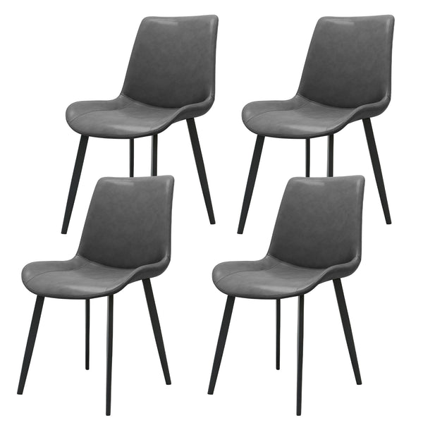 English Elm Grey PU Leather Dining Chair Set of 4 with Metal Legs — Modern Upholstered, Durable, Easy-Clean Seating for Kitchen, Restaurant, Living, Meeting Rooms T3967P384113