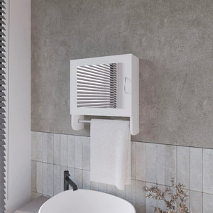 English Elm White Medicine Cabinet With Integrated Towel Bar & Mirror – Space-Saving Storage For Small Baths B062P252180-GIGA