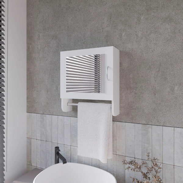 English Elm White Medicine Cabinet With Integrated Towel Bar & Mirror – Space-Saving Storage For Small Baths B062P252180-GIGA