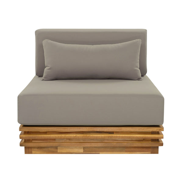 English Elm Oversized Outdoor Acacia Wood Club Chair and Table Set with Water Repellent Cushions N768P392778B