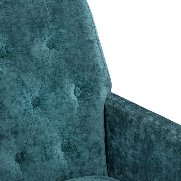 Crestview Collection Modern Accent Chair - Stylish Upholstered Furniture With Button Tufting And Gold Legs For Any Room Blue Polyester Evfzr4352pblu