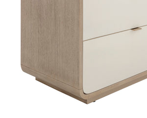 Sunpan Kayden Dresser: Timeless Acacia Wood Charm with Oyster Shagreen Drawers & Antique Brass Hardware