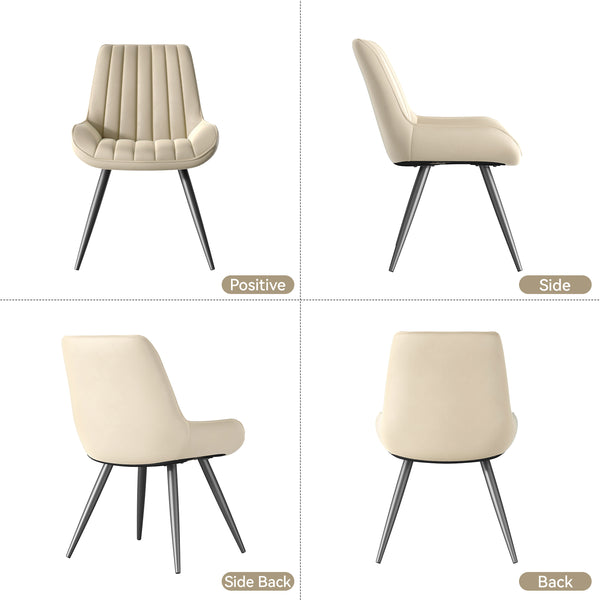 English Elm Modern Dining Chairs Set Of 2 - Plush Upholstered Kitchen Side Chairs With Metal Legs, Beige Elegance T3950P394354