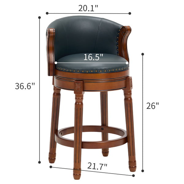 English Elm Cow Leather Swivel Barstool Solid Hardwood Frame 360 Spin Kitchen Counter Seating W2195P399436
