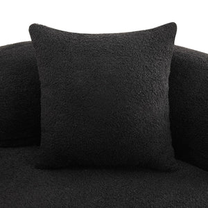 English Elm 66.93 Inch Curved Teddy Velvet Loveseat Sculptural Compact Sofa for Apartments Black W3612P406628