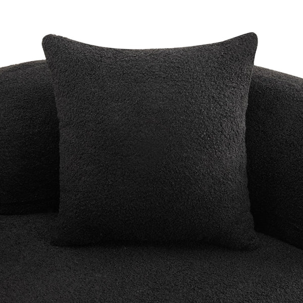 English Elm 66.93 Inch Curved Teddy Velvet Loveseat Sculptural Compact Sofa for Apartments Black W3612P406628