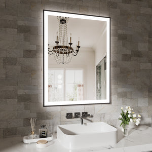 English Elm 28X36 Inch Frameless Led Bathroom Mirror - Smart, Anti-Fog, Adjustable Lighting For Modern Spaces T3757P346984