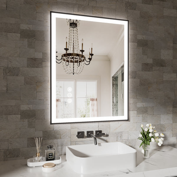 English Elm 28X36 Inch Frameless Led Bathroom Mirror - Smart, Anti-Fog, Adjustable Lighting For Modern Spaces T3757P346984