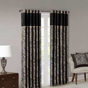English Elm Jacquard Madison Park Aubrey Window Curtain Pair with Paisley Weave, Faux Silk Piping, OEKO-TEX Certified Multicolor 3.05 L x 10.24 W x 9.45 H B03598267