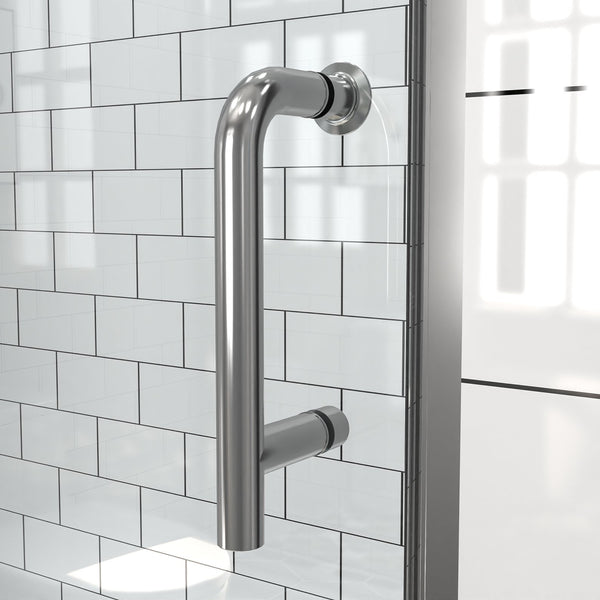 English Elm 54" Pivot Shower Door Clear Tempered Glass Chrome Hardware Reversible Alcove Fit W637P184674