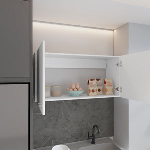 English Elm Wall cabinet 19"H Double-Door White Engineered Wood with Two Shelves, Metal Handles, Compact Durable Storage B097P221380