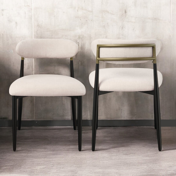 English Elm Jaramillo Upholstered Contemporary Side Chair Set of 2 with Metal Frame, Comfortable Foam Seating Beige 31 L x 24 W x 24 H B2726P287295