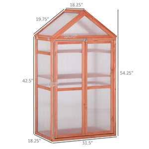 English Elm Garden Solid Wood Cold Frame Greenhouse with Polycarbonate Panels and Three Tiered Shelves T3971P389238
