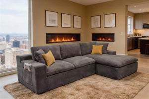 English Elm Coffee-bean Sculpted Sectional Sofa Curved Pod Cushions Corner Living Room Lounge B2748S00127
