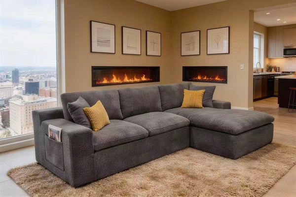 English Elm Coffee-bean Sculpted Sectional Sofa Curved Pod Cushions Corner Living Room Lounge B2748S00127