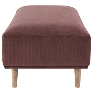 English Elm Amani Wine Red Corduroy Upholstered Ottoman – Plush Rectangular Footrest with Light Wood Legs, 51" Wide B062P299784