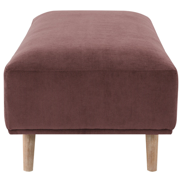 English Elm Amani Wine Red Corduroy Upholstered Ottoman – Plush Rectangular Footrest with Light Wood Legs, 51" Wide B062P299784