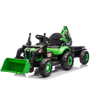 English Elm 24v Kids Electric Tractor with Swappable Construction Attachments and Parent Remote W1578P230013