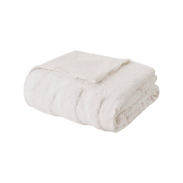 English Elm Full/Queen Bahari 3-Piece Tufted Cotton Chenille Palm Duvet Cover Set - Coastal, OEKO-TEX Certified Comfort B03597342