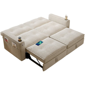 English Elm W3820s00010 Corduroy Sleeper Sofa Pull Out Guest Bed for Studio Apartments and Small Spaces White W3820S00028