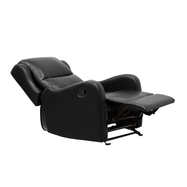 English Elm Black Faux Leather Durant Glider Recliner Chair — Smooth Glide, Pull-Tab Recline, Compact Comfort for Living Room B011P207532