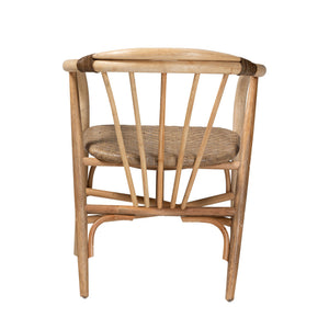 English Elm Modern Bohemian Rattan Woven Metal Dining Chairs Set of Two for Eclectic Spaces B2750P420362