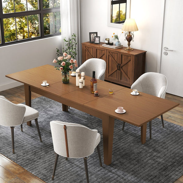English Elm Dining Table Extendable Woodgrain Melamine Top Seats up to Ten Open Plan Kitchen Oak W331S00207