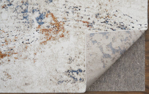 Feizy Rugs Gilmore Modern Abstract Geometric Rug – Vibrant Machine-made Polypropylene For Contemporary Spaces Ivory,Blue,Orange Polypropylene Gil39mmfivyrsth00