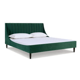 English Elm Aspen Vertical Tufted Modern Headboard Platform Bed Set, California King, Evergreen Velvet