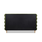 English Elm Stockholm Modern Wavy Headboard Platform Bed, King, Olive Green Performance Velvet