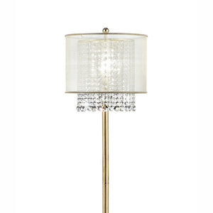 English Elm 65" Bhavya Floor Lamp Gold with Cascading Crystals, Sheer White Shade, 65" Tall Elegant Accent Light B072116235