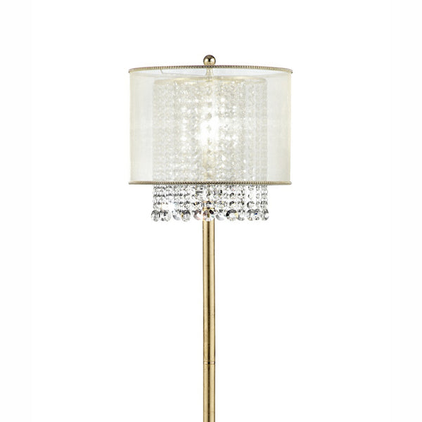 English Elm 65" Bhavya Floor Lamp Gold with Cascading Crystals, Sheer White Shade, 65" Tall Elegant Accent Light B072116235