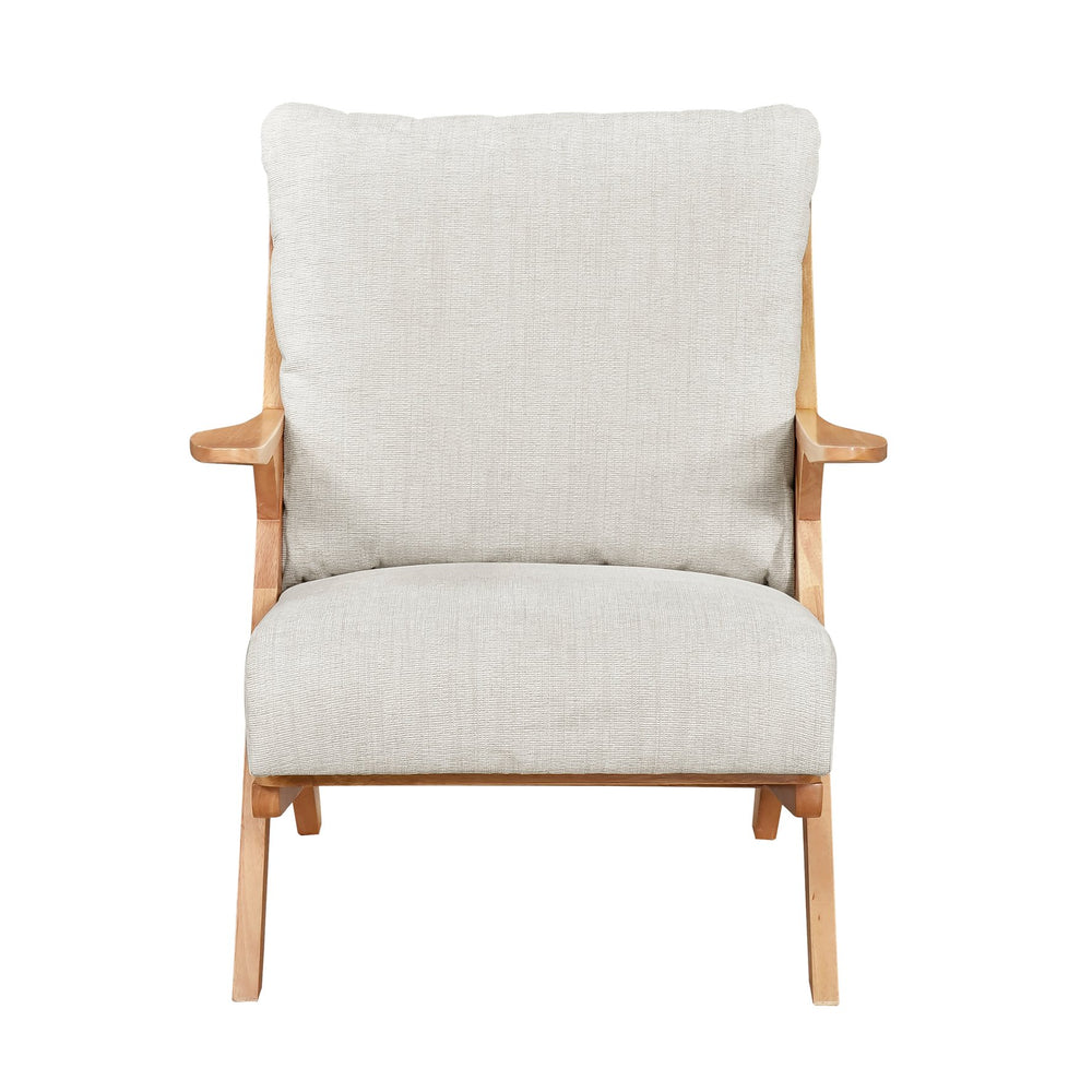 English Elm Mid-Century modern accent chair with solid rubberwood frame, chenille upholstery, plush seat comfort Beige,Natural 45 L x 25.5 W x 14.5 H B011P347875