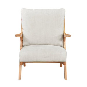 English Elm Mid-Century modern accent chair with solid rubberwood frame, chenille upholstery, plush seat comfort Beige,Natural 45 L x 25.5 W x 14.5 H B011P347875