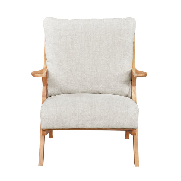 English Elm Mid-Century modern accent chair with solid rubberwood frame, chenille upholstery, plush seat comfort Beige,Natural 45 L x 25.5 W x 14.5 H B011P347875