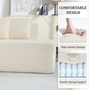 English Elm Compression Sectional Couch with Corduroy Upholstery, Deep-Seated Modular L-Shaped Sleeper Sofa, No-Assembly Comfort and Stability Ivory W1249S00005