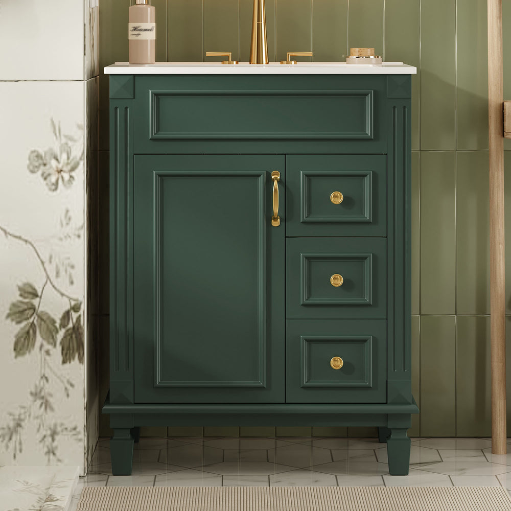 English Elm 24" Stylish Bathroom Vanity With Ceramic Sink & Soft-Close Drawers, Perfect For Small Spaces! N710P318989F