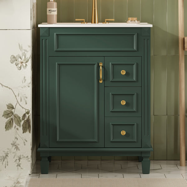 English Elm 24" Stylish Bathroom Vanity With Ceramic Sink & Soft-Close Drawers, Perfect For Small Spaces! N710P318989F