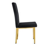 English Elm 4 Piece Dining Chairs.The Gold Metal Legs Complement The Black Velvet, Showcasing A Perfect Blend Of Modern and Classic Elements.Suitable For Various Occasions Such As Kitchens,Conference Rooms, Etc.