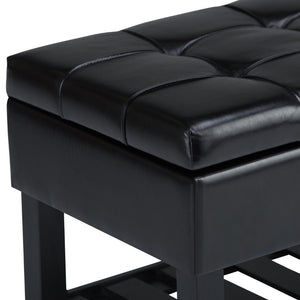 English Elm Saxon - Modern Upholstered Storage Ottoman Bench In Midnight Black With Hidden Storage & Shelf B136P159128-GIGA