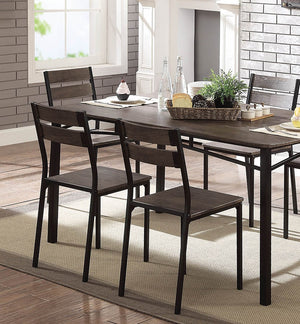 English Elm Simple Industrial Metal Frame 5pc Dining Set with Weathered Wood Top and Comfortable Side Chairs Antique brown,Black 69 L x 38 W x 5 H B011P320851