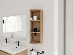 English Elm 12" Bathroom Wall-Mounted Storage Rack with Three-Tier Floating Shelves, Durable Scratch-Resistant Plywood Organizing Solution Imitative Oak W999P277163