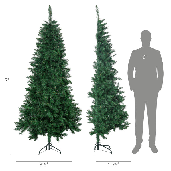 English Elm Homcom 7Ft Half Artificial Christmas Tree - Space-Saving Holiday Décor With 520 Lifelike Branches W2225P229610