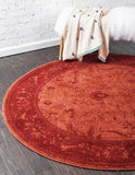 Unique Loom La Jolla Floral Machine Made Floral Rug Rust Red, Rust Red 7' 10" x 7' 10"