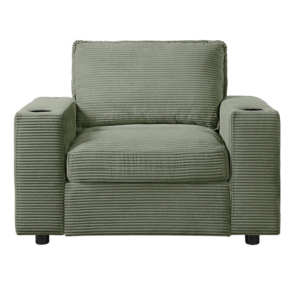 English Elm Christopher Knight Home® - 42.8" Oversized Chaise Lounge with Storage Ottoman, Corduroy Upholstery, USB Port & Cup Holders for Cozy Living Space Green N765P350851N